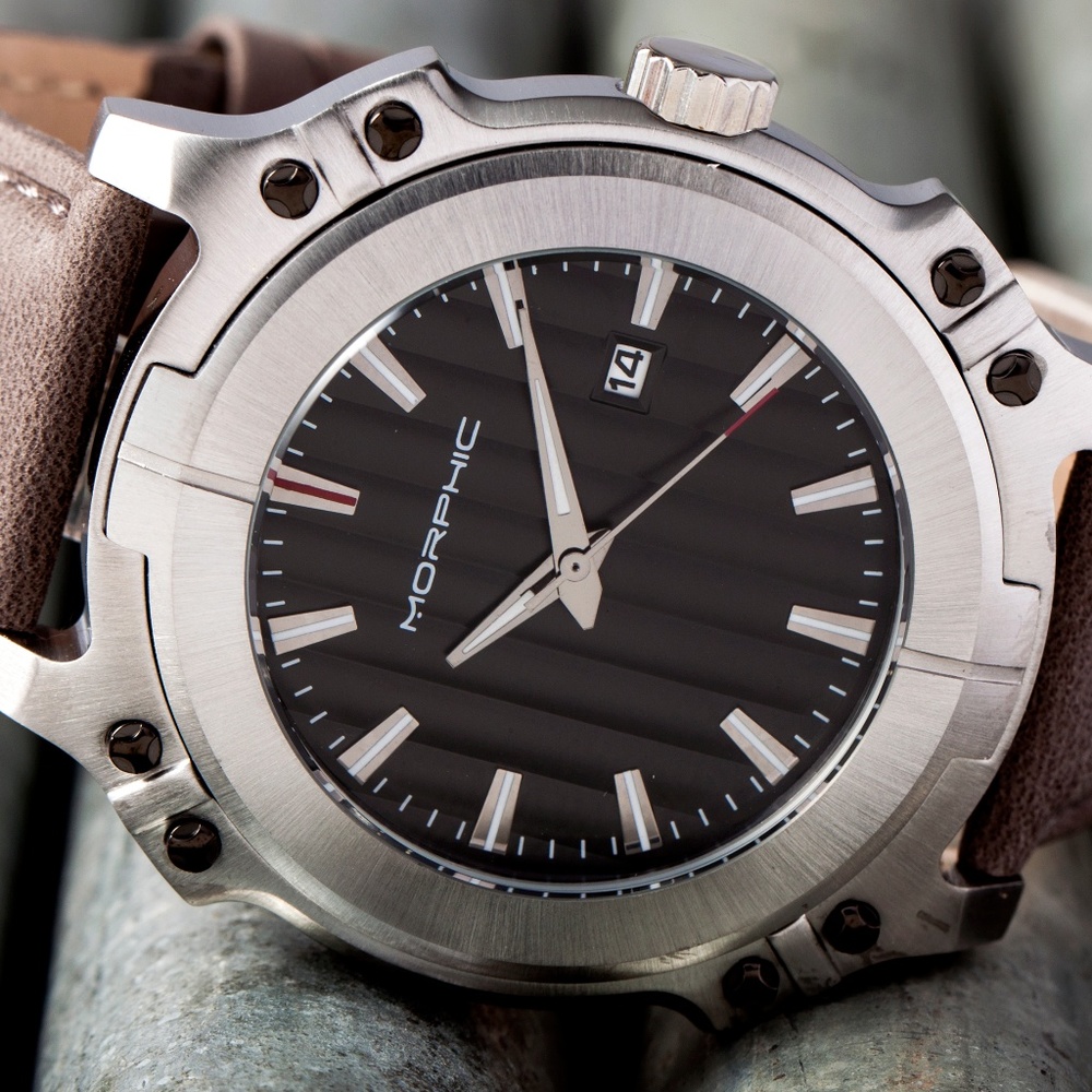 MPH6802 NWT Men's Leather Band Watch